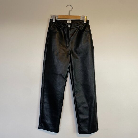 Wilfred High Rise Melina Cropped Pant in Black Vegan Leather, Ladies/Women's 2 - Picture 2 of 6